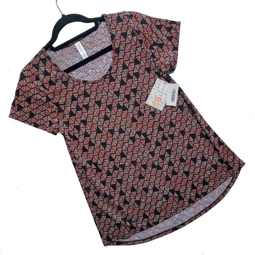 LuLaRoe Classic T XS Black Orange Green Geometric Short Sleeve Tee NEW Women Top